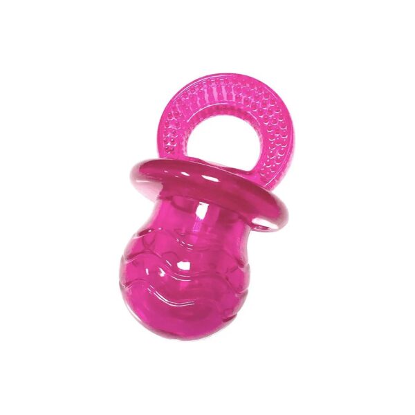 Compact Pink Dog Paci-Chew with Squeaker for Small Dogs to Enjoy