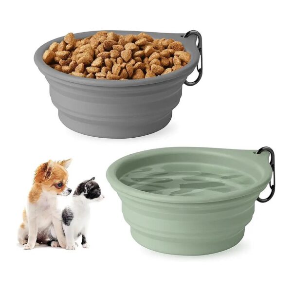 Compact Silicone Dog and Cat Bowls for Travel Hiking Camping Small to Medium Sized Pets