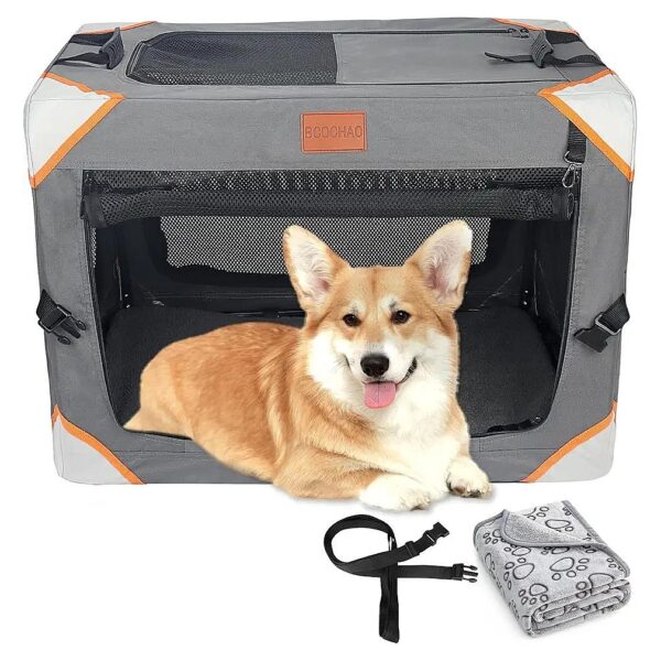 Compact and Collapsible Dog Crate for Small Medium Dogs with Car Travel and Storage