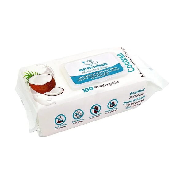 Compact and Convenient Pet Wipe Pack for On-the-Go Grooming - Coconut Scented Formulation