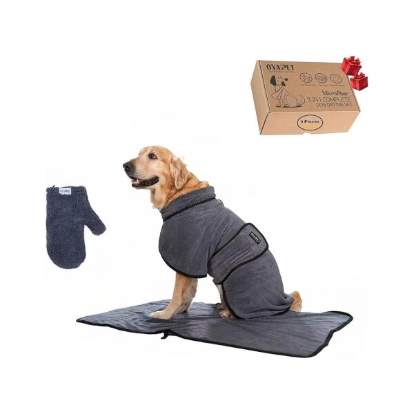 Complete Dog Drying Bathrobe and Towel Set for Medium-Sized Dogs