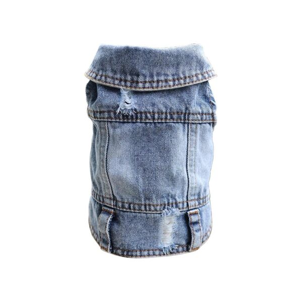 Cool Blue Denim Dog Clothing for Small Medium Dogs Retro Jeans Style Lapel Vests