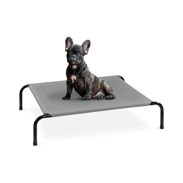 Cooling Portable Dog Bed with Polyester Fabric and Iron Frame for Large Breeds