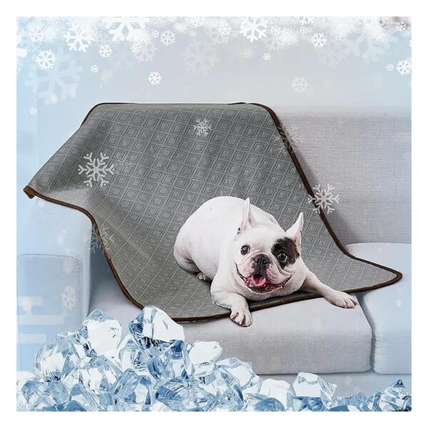 Cooling and Waterproof Dog Blanket for Small Dogs with Plush Grey Color