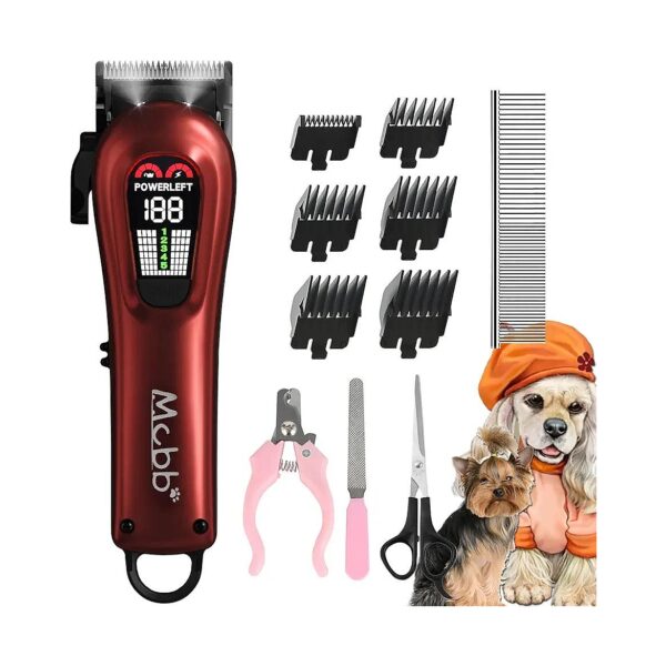 Cordless Dog Grooming Kit with LED Display and Auxiliary Light for Efficient Trimming