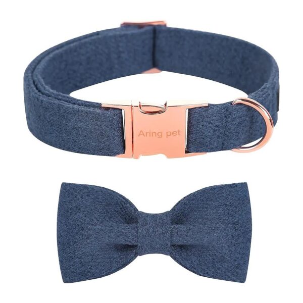 Cotton Dog Bowtie Collar with Adjustable Roll Buckle and D-Ring