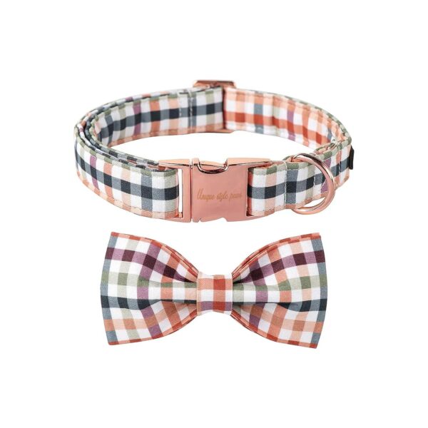 Cotton Dog Collar with Bow Tie Adjustable for Small Medium Large Dogs Pets Gifts