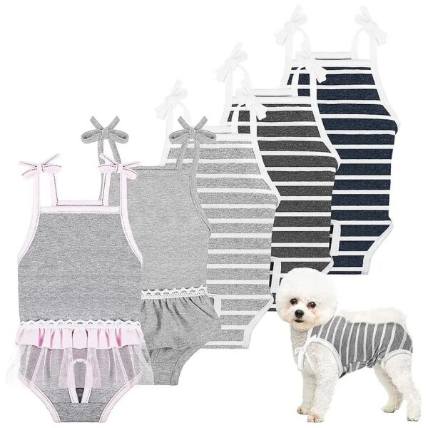 Cotton Dog Diapers with Adjustable Strap for Small Female Dogs