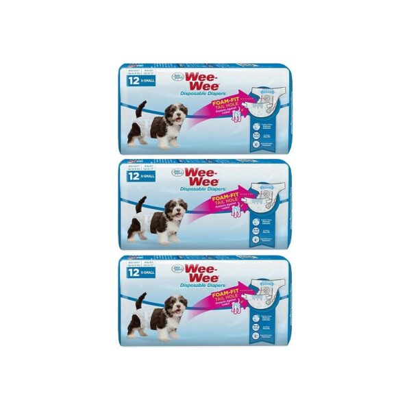 Cotton Small Breed Dog Disposable Diapers 12 Count Per Pack X-Small