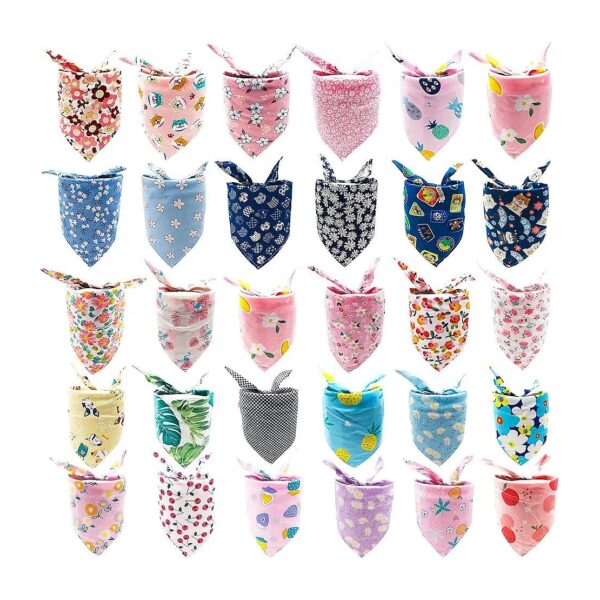 Cotton Small Dog Bandanas Scarves Bulk Pet Grooming Accessories Random Patterns