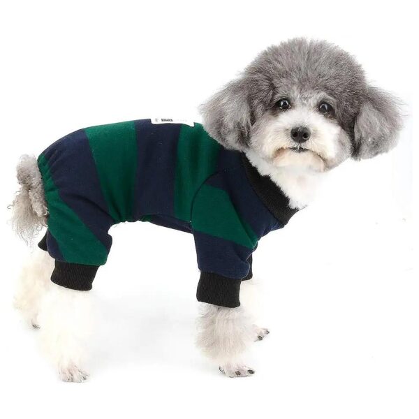 Cotton Striped Knitted Dog Sweater Coat Jumpsuit Pajamas for Small Breeds Winter