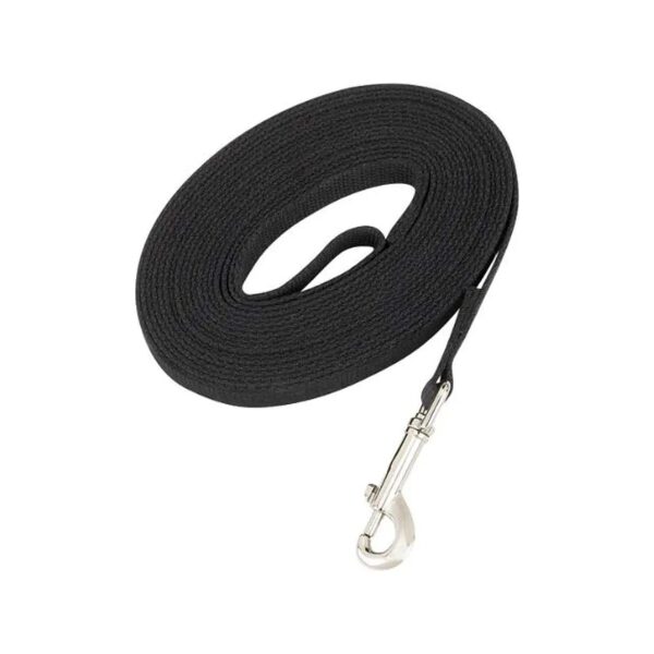 Cotton Web Dog Training Leash 30 Feet Black Long Lead Freedom Control