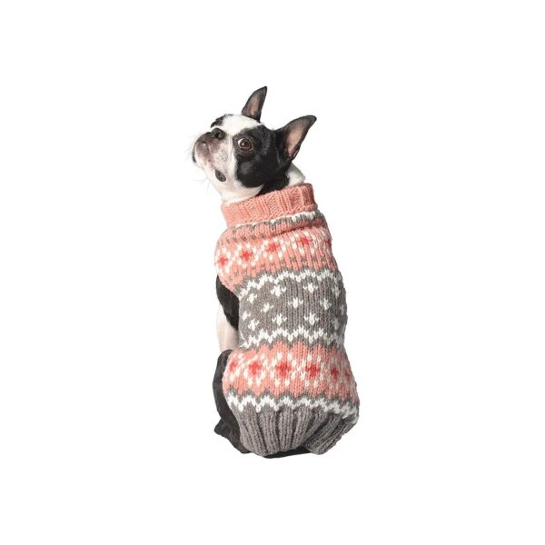 Cozy 100% Wool Rose Fair Isle Sweater for Large Size Dogs