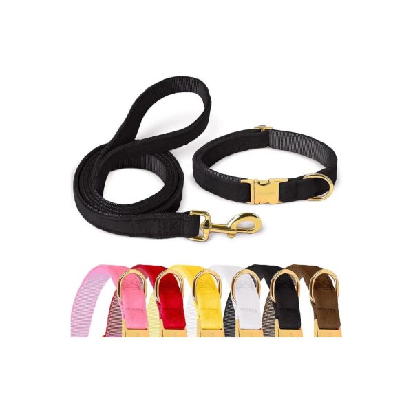 Cozy Adjustable Velvet Dog Collar and Leash with Gold Buckle for Easy Wear and Cleaning