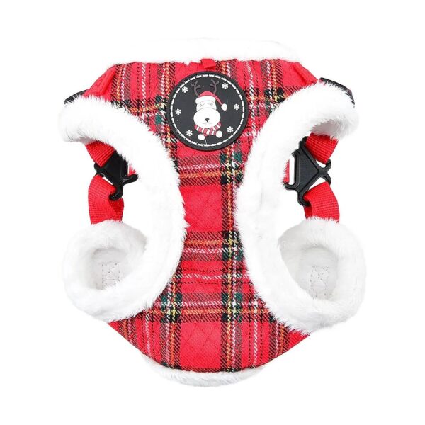 Cozy Checkered Red Dog Harness with Adjustable Neck and Chest for Medium Dogs