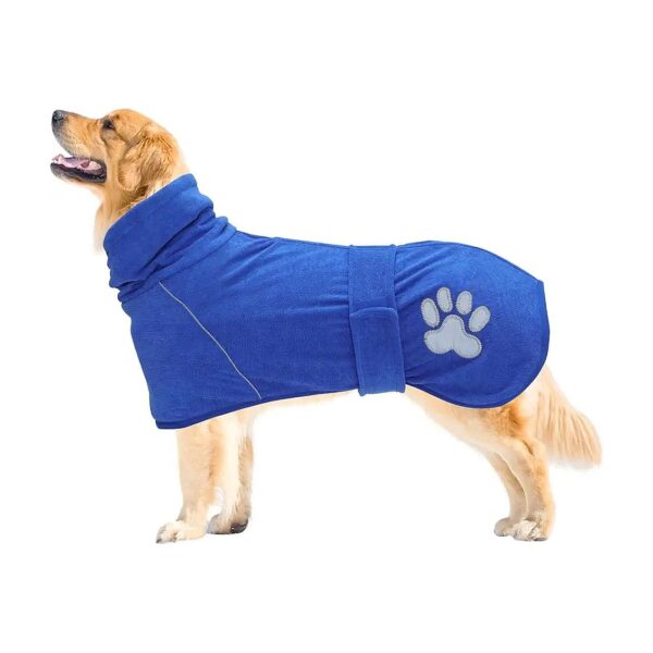 Cozy Dog Apparel Microfiber Drying Coat for Dogs Puppy Pyjamas Gown Blue