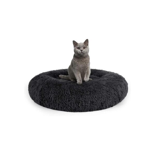 Cozy Donut Dog Bed with Soft Polyester Filling and Raised Rim for Joints and Head Support