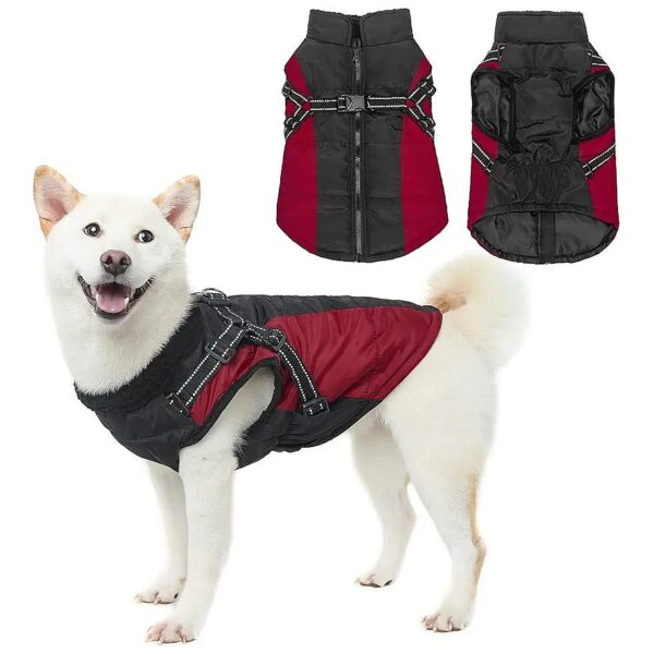 Cozy Warm Waterproof Dog Coat with Reflective Windproof Vest and Harness