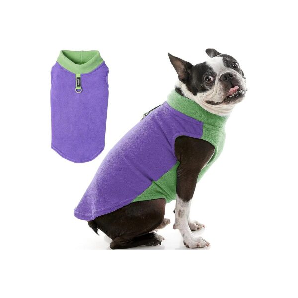 Cozy Winter Fleece Dog Sweater for Small Breeds - Large Size - Purple Two-Tone Design