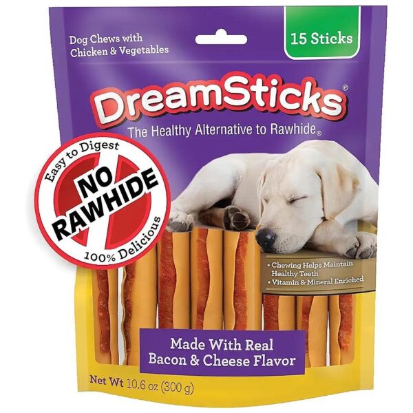 Crunchy Texture and Real Bacon Cheese Flavor Dog Chew Sticks for Pets