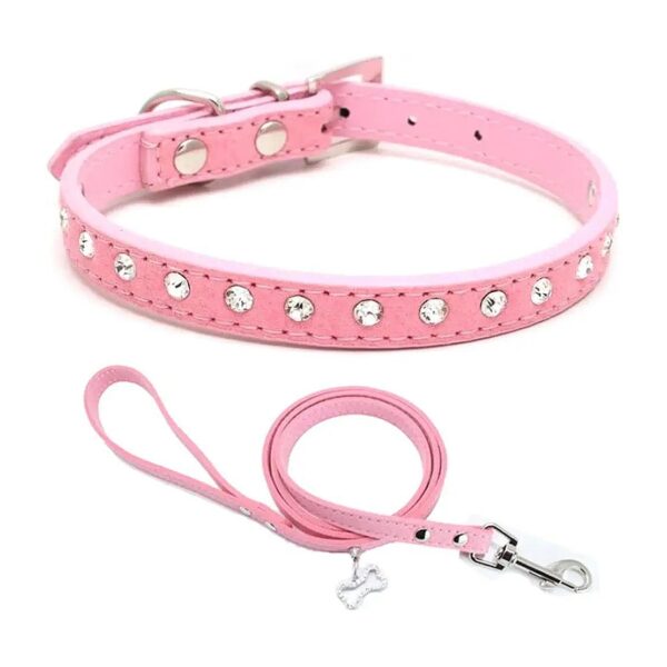 Crystal Diamond Collar and Leash for XXS Xs Small Medium Female Dogs and Kitten