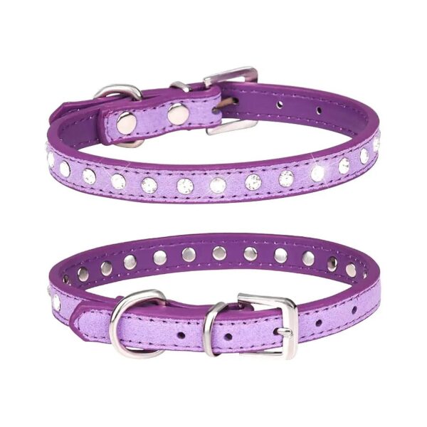 Crystal and Bling Dog Collar in Purple for Small to Medium Puppies