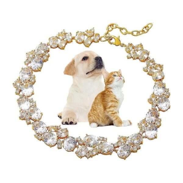 Cubic Zirconia Bling Collar for Small Dogs Cats Adjustable Watch Band Jewelry