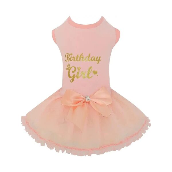 Cuddly Small Dog Wedding Dress with Tulle Tutu Pink Birthday Girl XL