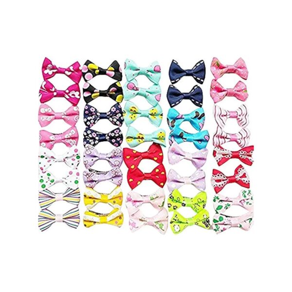 Curly Hair Dog Accessories Mix Colors Varies Patterns Pet Hair Bows