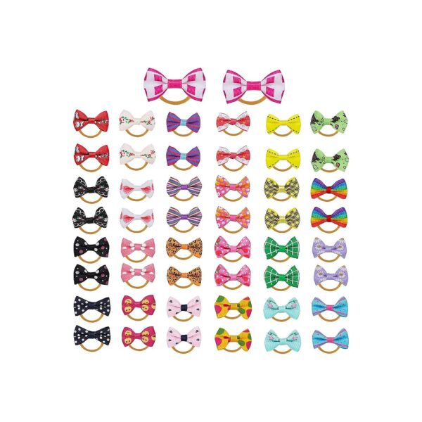 Curly Haired Dog Hair Bow Accessories Mix Colors Patterns