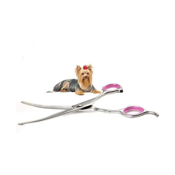 Curved 7 Inch Stainless Steel Dog Grooming Scissors with Safety Round Tips