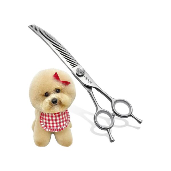 Curved Chunkers Shears for Professional Dog Grooming with Artificial Diamonds