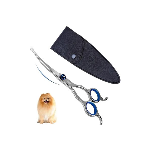 Curved Dog Trimming Scissors for Pet Grooming with Comfort and Ease