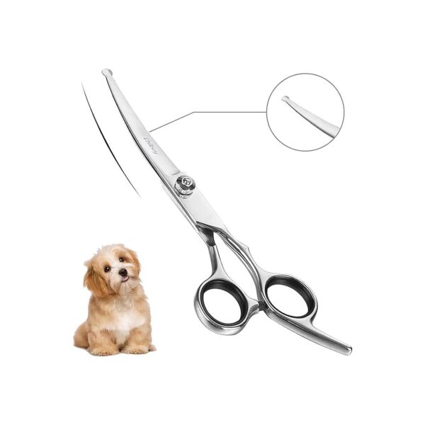 Curved Pet Grooming Scissors with Round Tips for Safe and Easy Trimming