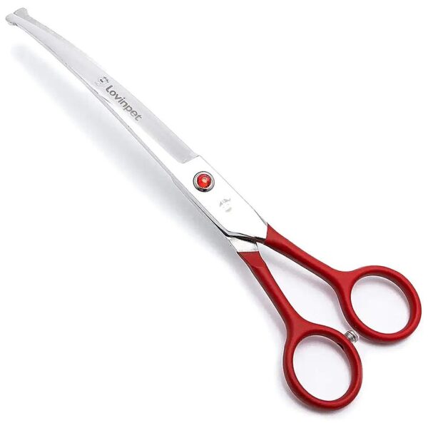 Curved Scissor Pet Grooming Stainless Steel Trimming Shears Dog Cat Haircut Tool Red