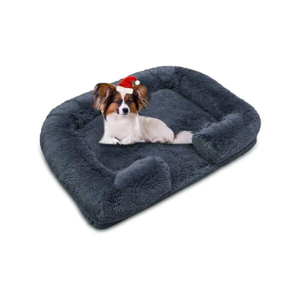 Curved Sofa Dog Bed with Orthopedic Foam and Easy-Clean Cover for Small Pets