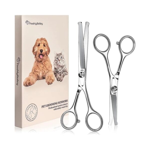 Curved and Straight Grooming Scissors Set for Dog and Cat Fur Trimming