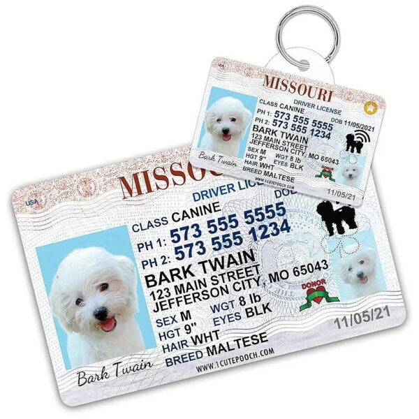 Custom Personalized Pet ID Tags with Wallet Card for Missouri Pets