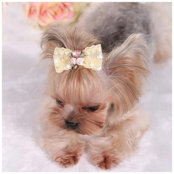 Custom Pet Hair Accessories with Bling Rhinestone Hairpin Bows