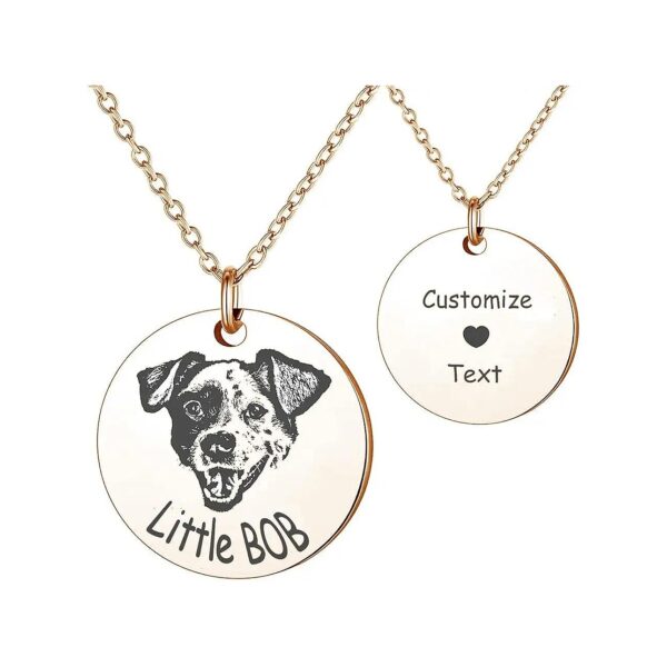 Custom Photo Engraved Dog Cat Memorial Necklace Personalized Animal Gift