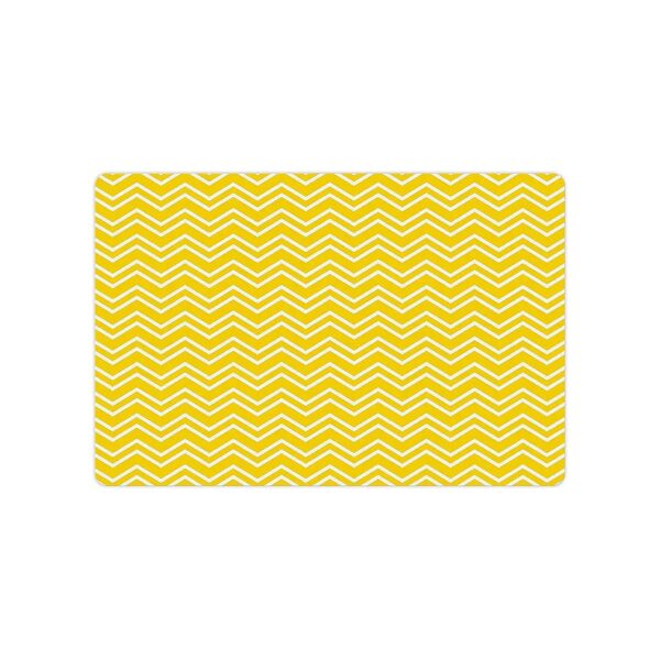 Custom Printed Yellow White Pet Mat with Unique Chevron Pattern