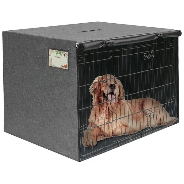 Customizable 48 Inch Dog Crate Cover with Card Holder and Heavy Duty Polyester Fabric