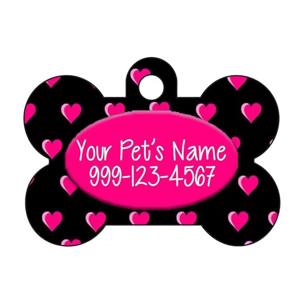 Customizable Black Metal Pet Tag with Name, Number, and Font Style