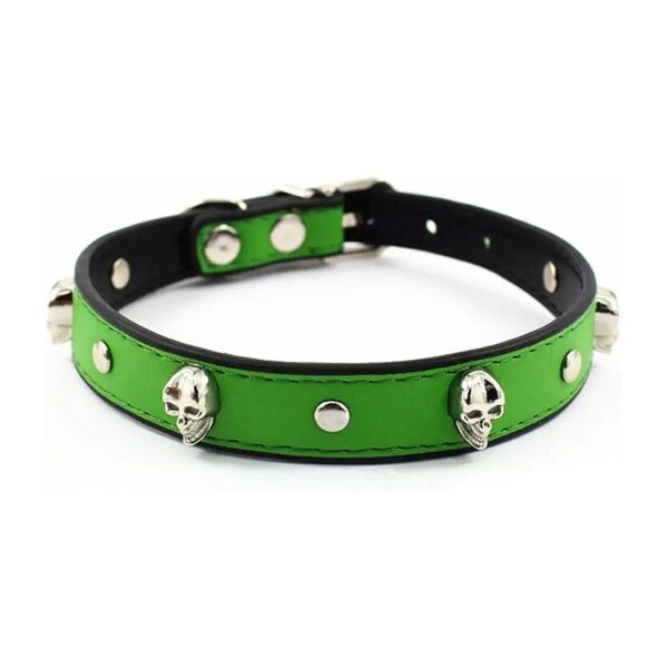 Customizable Colorful Personalized Design Skull Rivet Star Puppies Cats Leather Collar