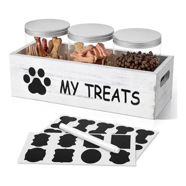 Customizable Dog Food Storage Container with 3 Jars and Lids for Pet Owners