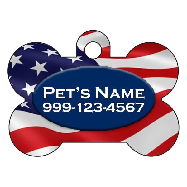 Customizable Patriotic Flag Pet ID Tag for Dogs and Cats in USA