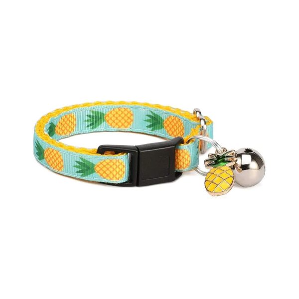 Customizable Pet Collar with Tropical Pineapple Pattern for Small Dogs