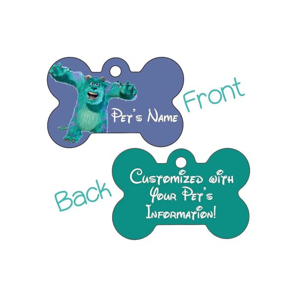 Customizable Sulley Pet ID Tag with 4 Lines of Text for Small Pets