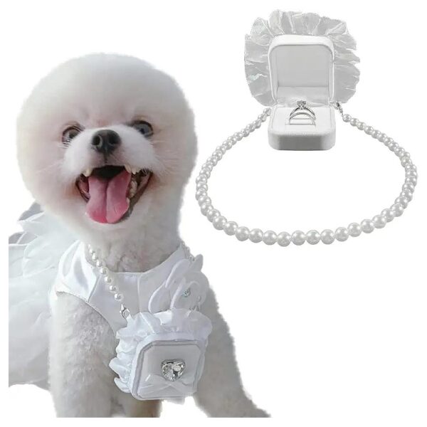 Customizable Velvet Pet Wedding Collar with Ring Box Storage for Pet Lovers and Couples