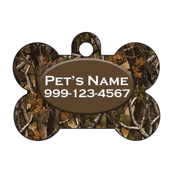 Customized Camouflage Pet Tag with Number and Contact Info